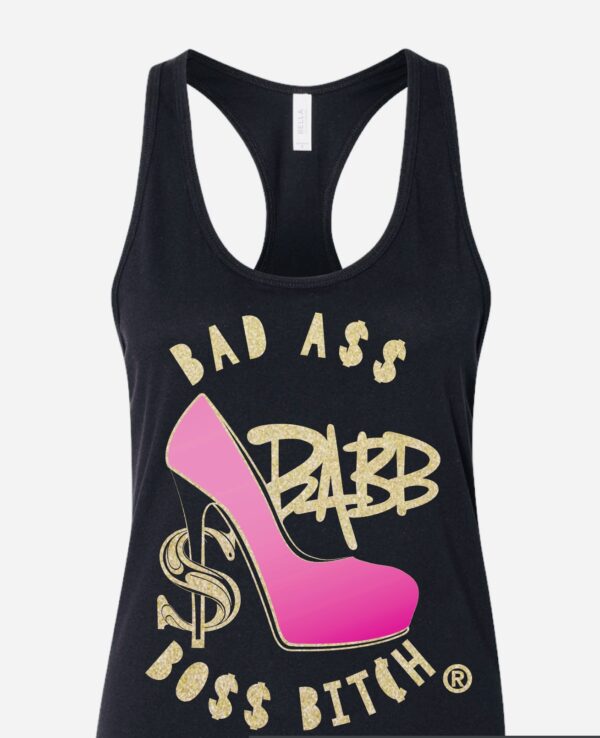 A Bad ass boss bitch vest with a shoe design